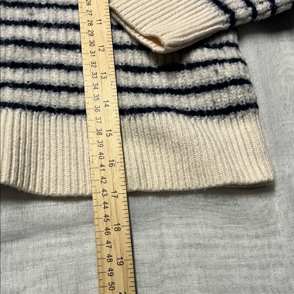 Wilfred Cream and‎ Navy Striped Crew Wool Neck Sweater - Picture 3 of 7
